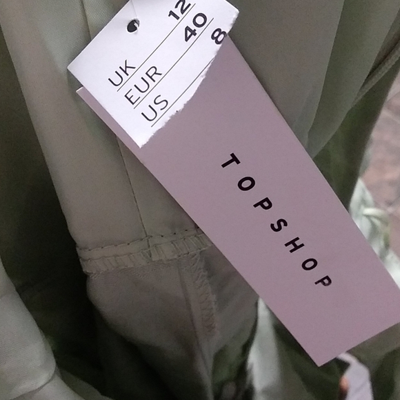 Topshop riviera‎ ruffle frill romper mint green linen belt retro size 8 - Picture 5 of 11